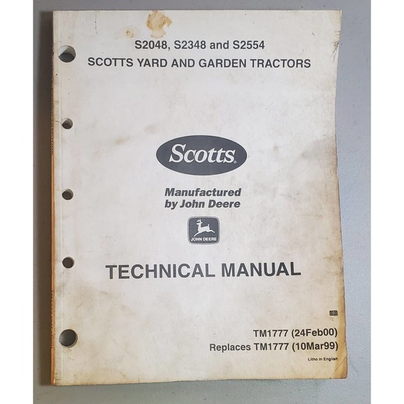 John Deere Scotts Lawn and Garden Tractors TM1777 Technical Manual 2000 - Picture 1 of 4